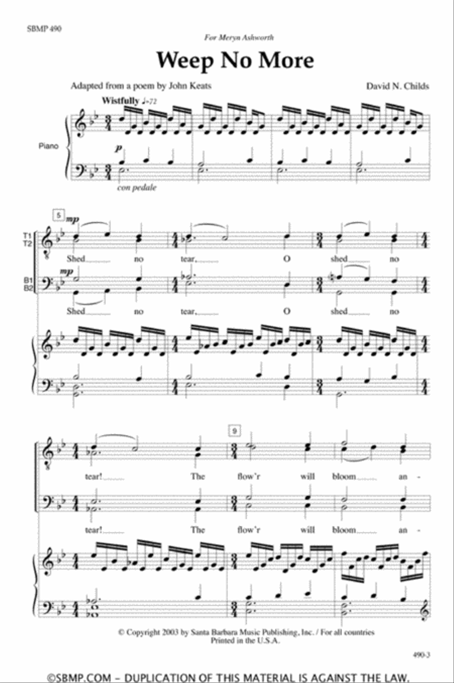 Weep No More - TTBB Octavo TTBB scores gallery preview page 2