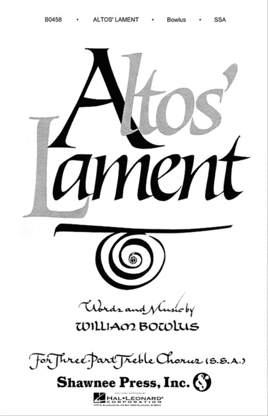 Altos' Lament Altos' Lament SSA scores gallery preview page 1