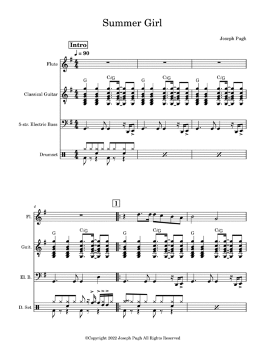 Summer Girl (Flute Solo) Summer Girl (Flute Solo) Small Ensemble scores gallery preview page 5