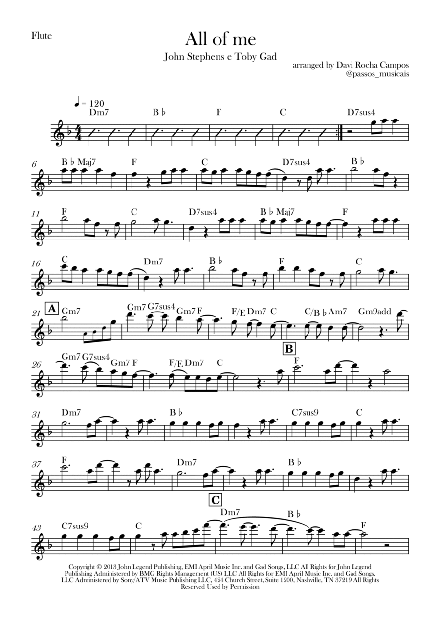 All Of Me Flute Solo scores gallery preview page 1