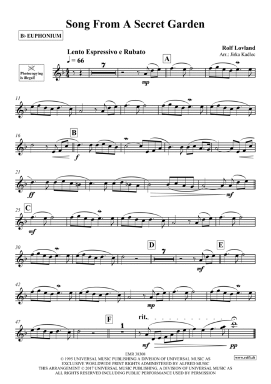 Song From A Secret Garden Euphonium scores gallery preview page 2