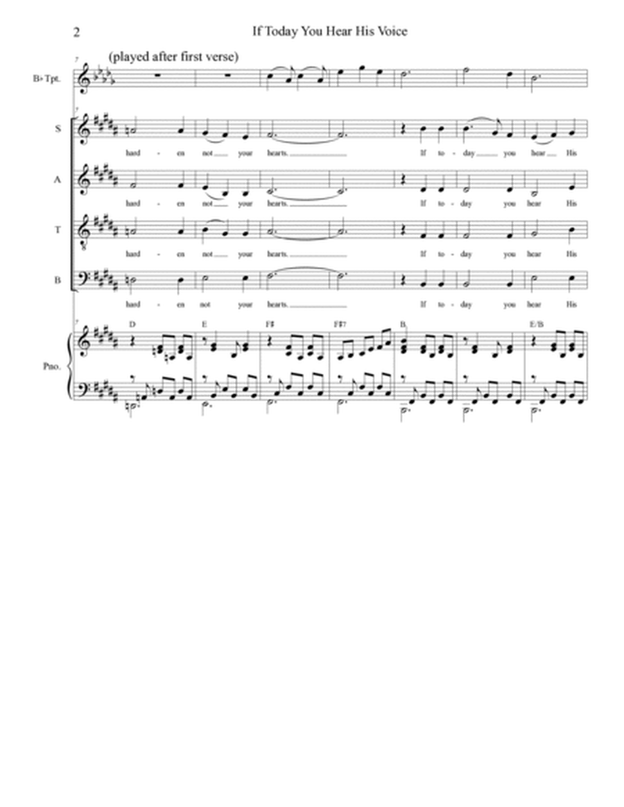If Today You Hear His Voice (Psalm 95) (SATB Alternate) image number null
