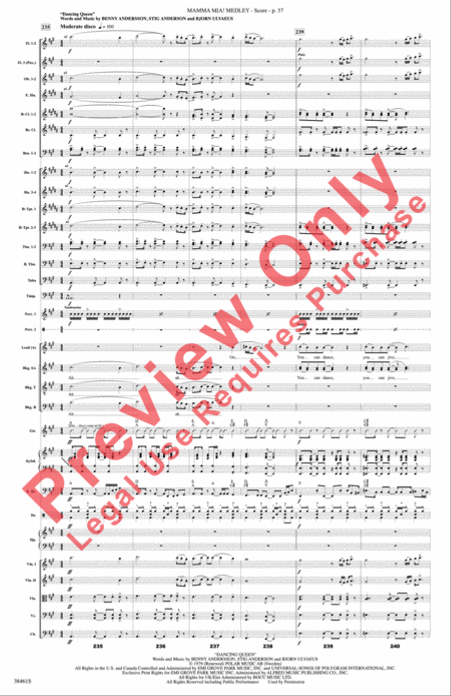 Mamma Mia! Medley Mamma Mia! Medley Full Orchestra scores gallery preview page 38