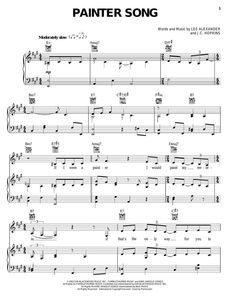Painter Song Painter Song Piano, Vocal, Guitar scores gallery preview page 1