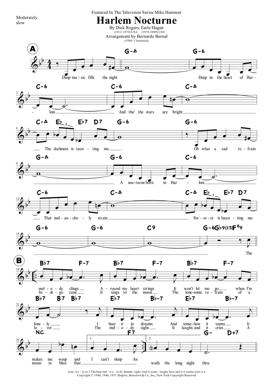 Harlem Nocturne Piano scores gallery preview page 1