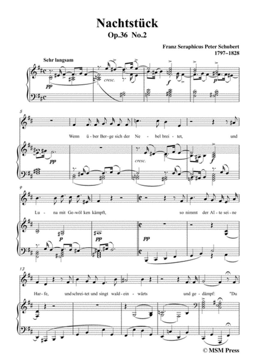 Schubert-Nachtstück,Op.36 No.2,in b minor,for Voice&Piano image number null