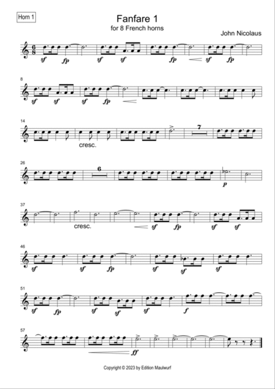 Fanfare 1 Horn scores gallery preview page 6