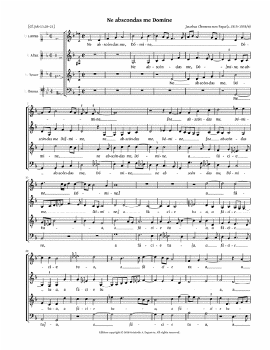 Ne abscondas me Domine (Clemens non Papa) 4-Part scores gallery preview page 1