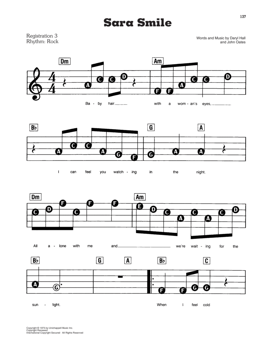 Sara Smile Electronic Keyboard scores gallery preview page 1