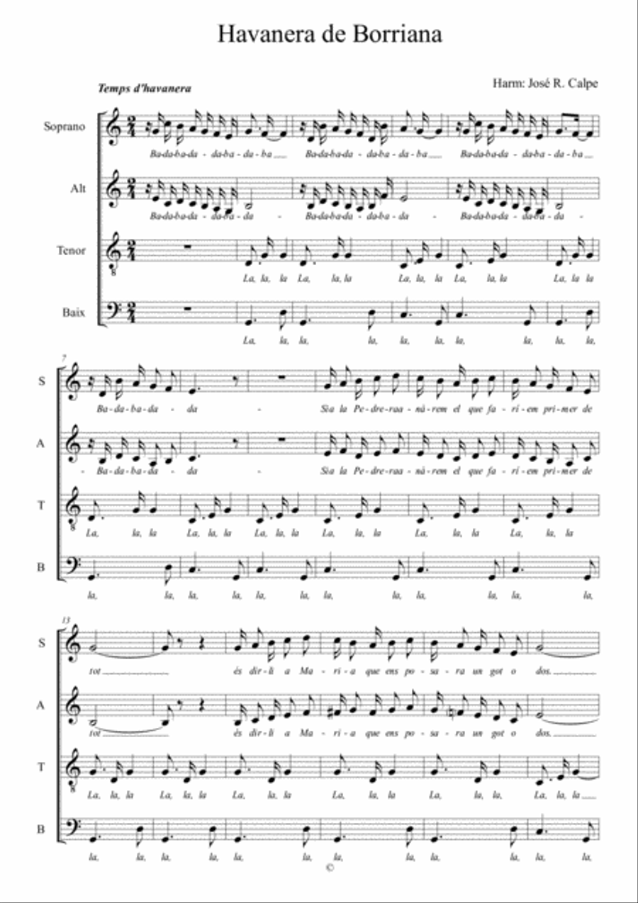 HAVANERA DE BORRIANA 4-Part scores gallery preview page 1