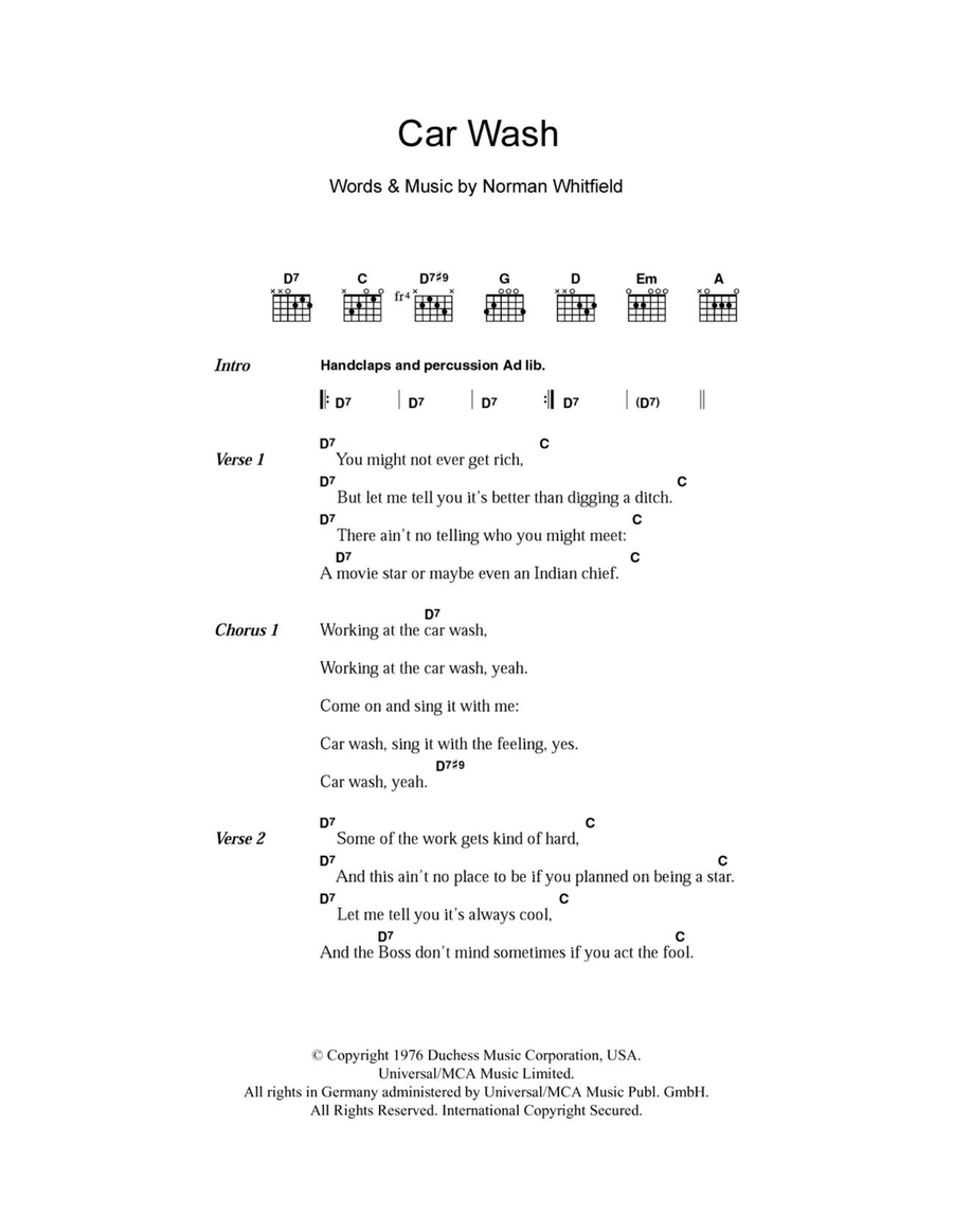 Car Wash Acoustic Guitar scores gallery preview page 1