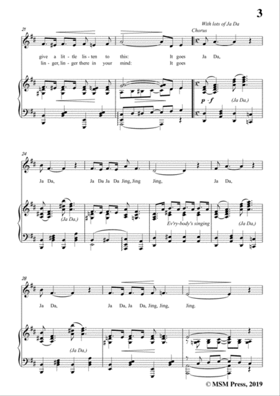 Bob Carleton-Ja-Da,in D Major,for Voice and Piano Piano, Vocal scores gallery preview page 5