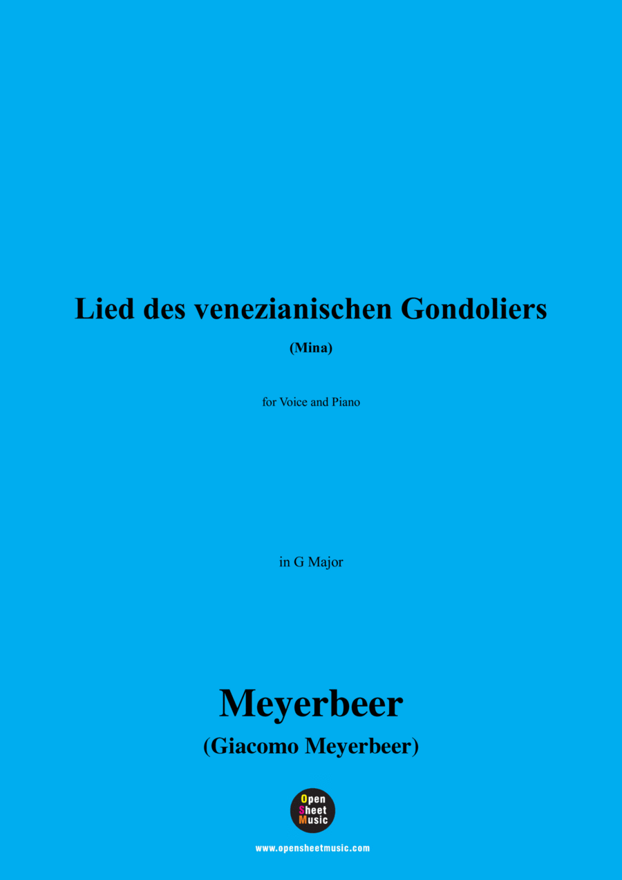 Meyerbeer-Lied des venezianischen Gondoliers(Mina),in G Major Voice scores gallery preview page 1