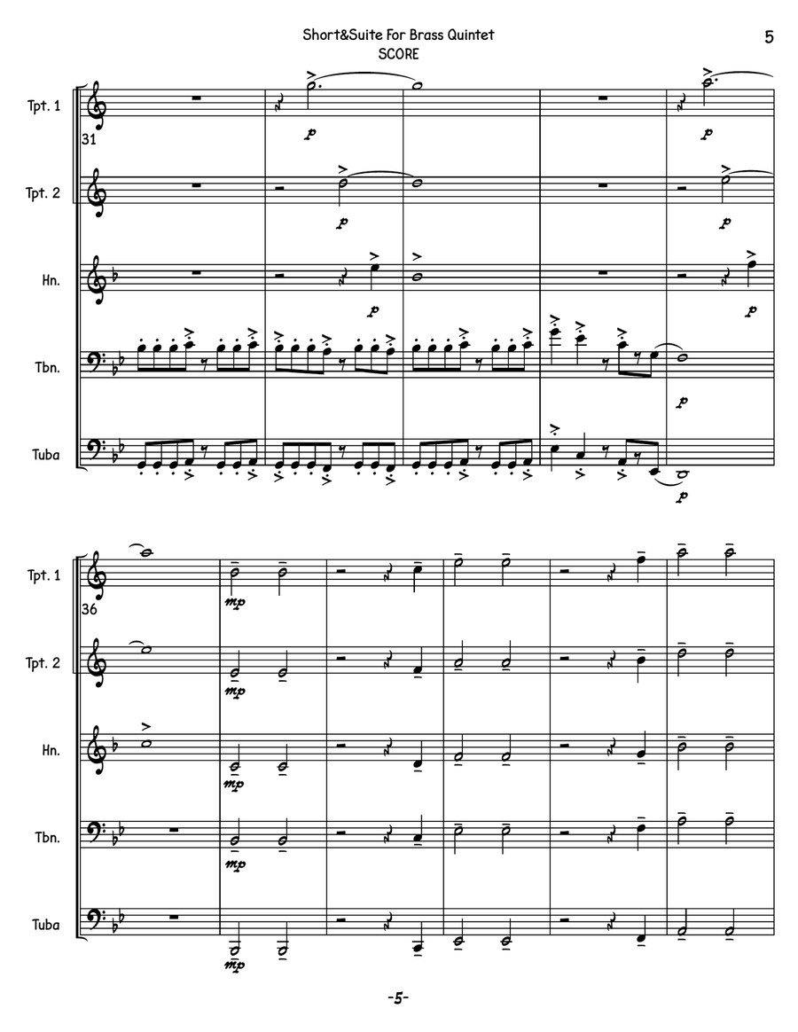 Short & Suite for Brass Quintet Brass Quintet scores gallery preview page 5