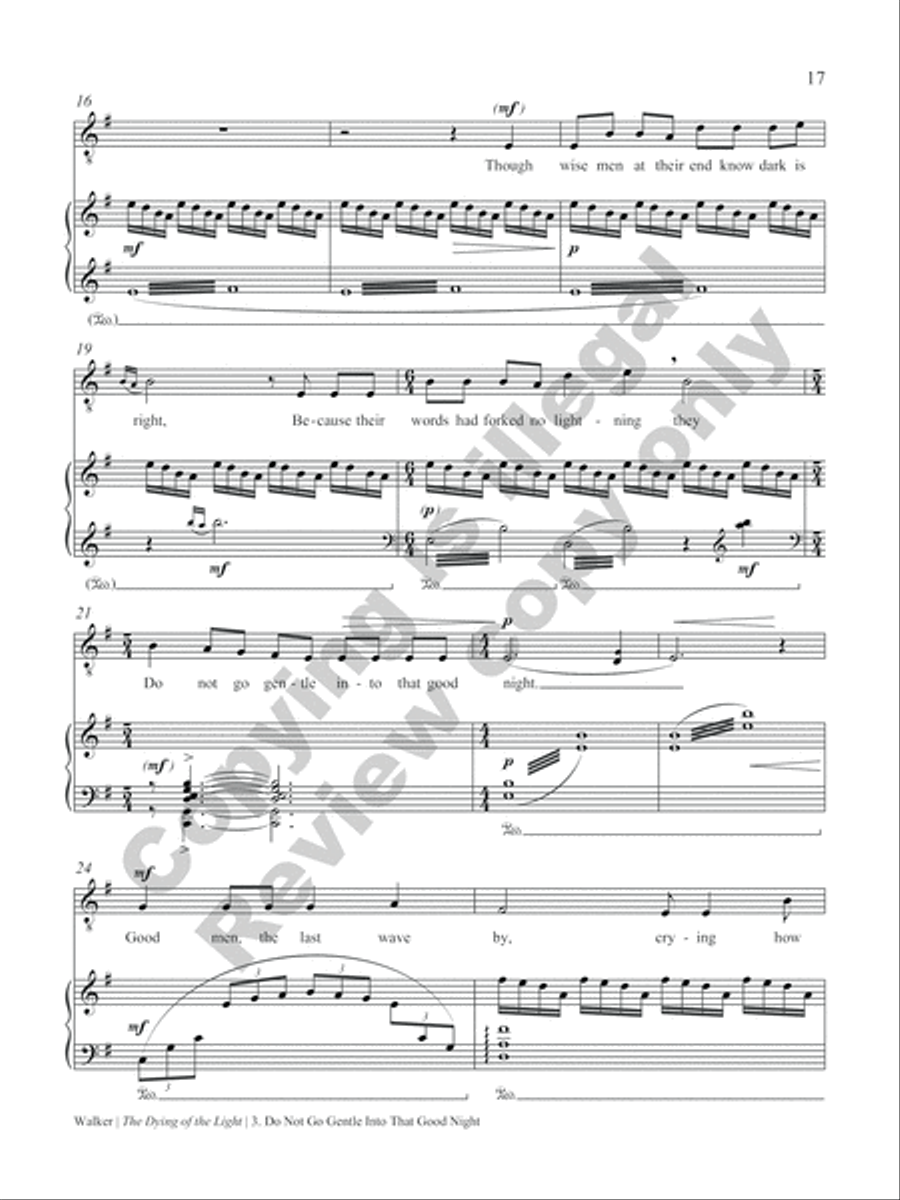 The Dying of the Light: Musical Settings of the Poetry of Dylan Thomas Cello scores gallery preview page 21