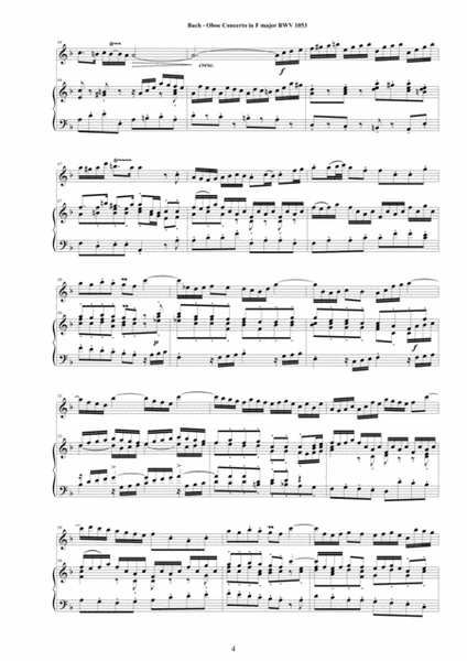 Bach - Oboe Concerto in F major BWV1053 for Oboe and Piano - Score and Oboe part image number null