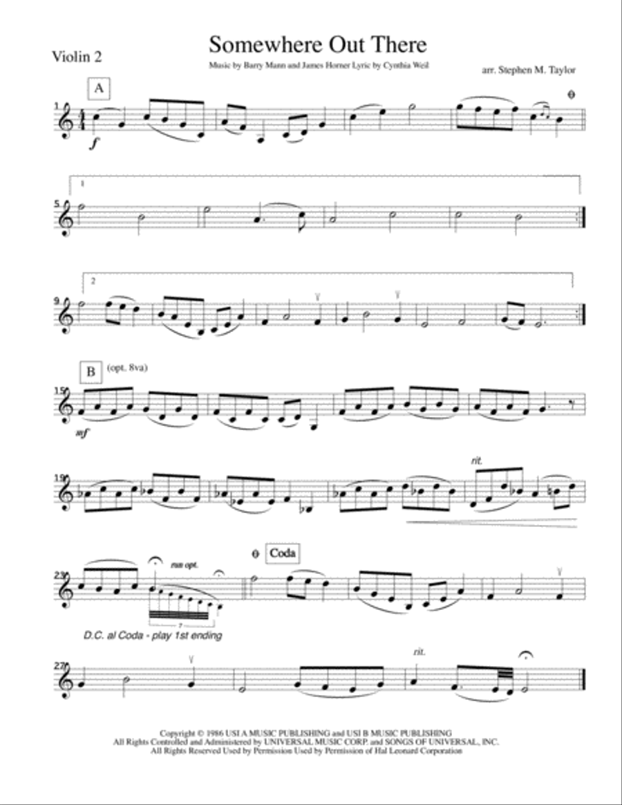 Somewhere Out There String Quartet scores gallery preview page 2