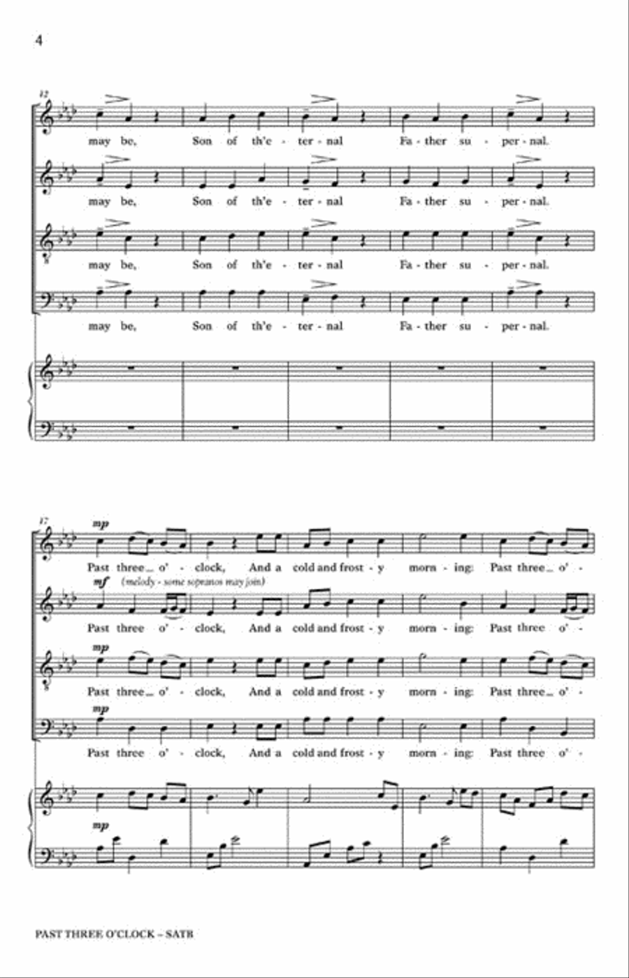 Past Three O'Clock 4-Part scores gallery preview page 3