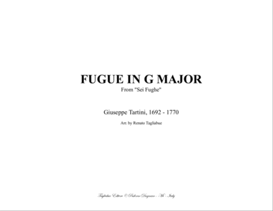FUGUE IN G MAJOR - G. Tartini - Arr. for Organ 3 staff Organ Solo scores gallery preview page 1