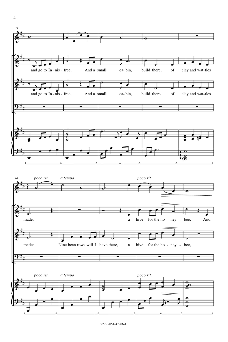 The Lake Isle Of Innisfree 3-Part scores gallery preview page 2