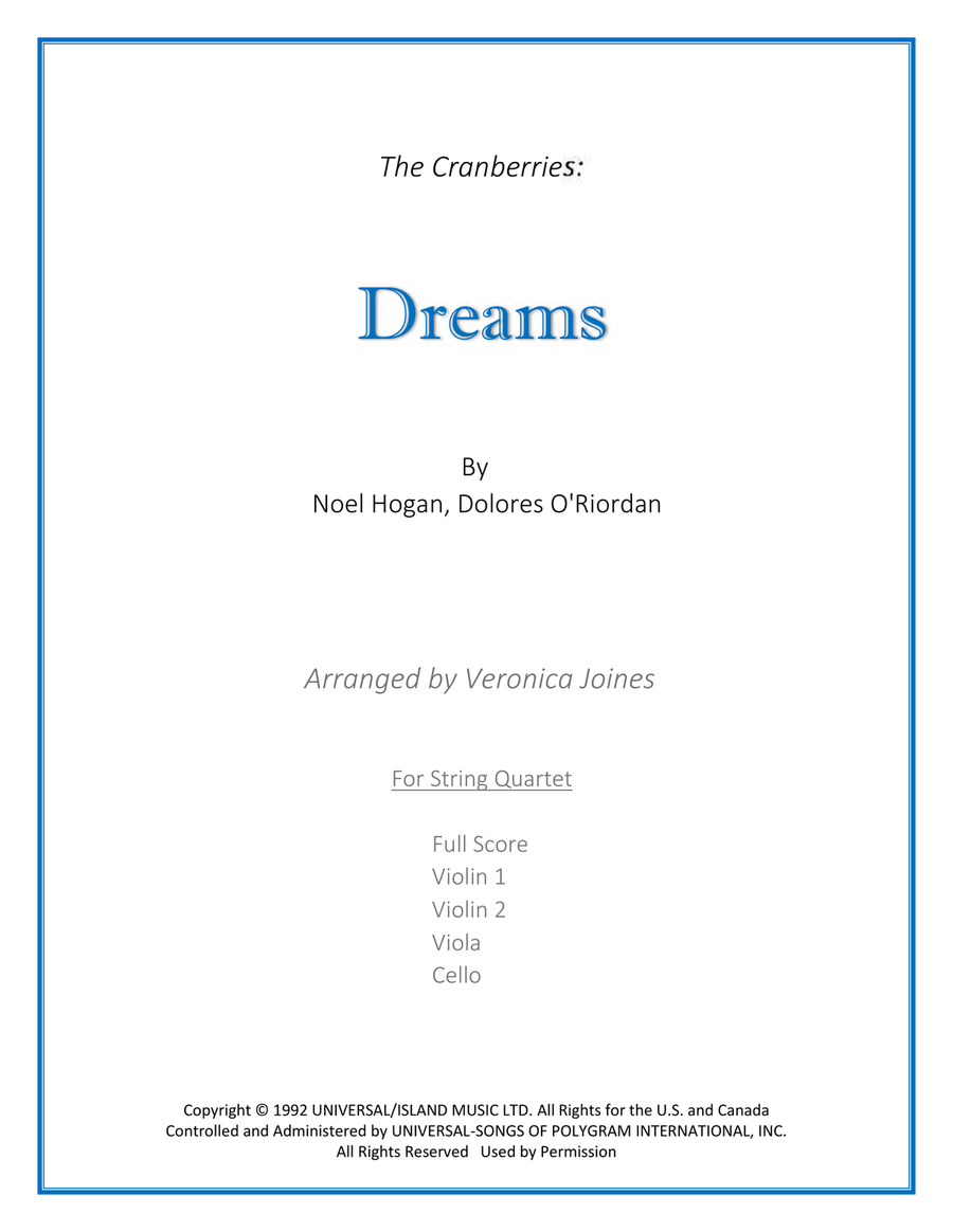 Dreams String Quartet scores gallery preview page 1