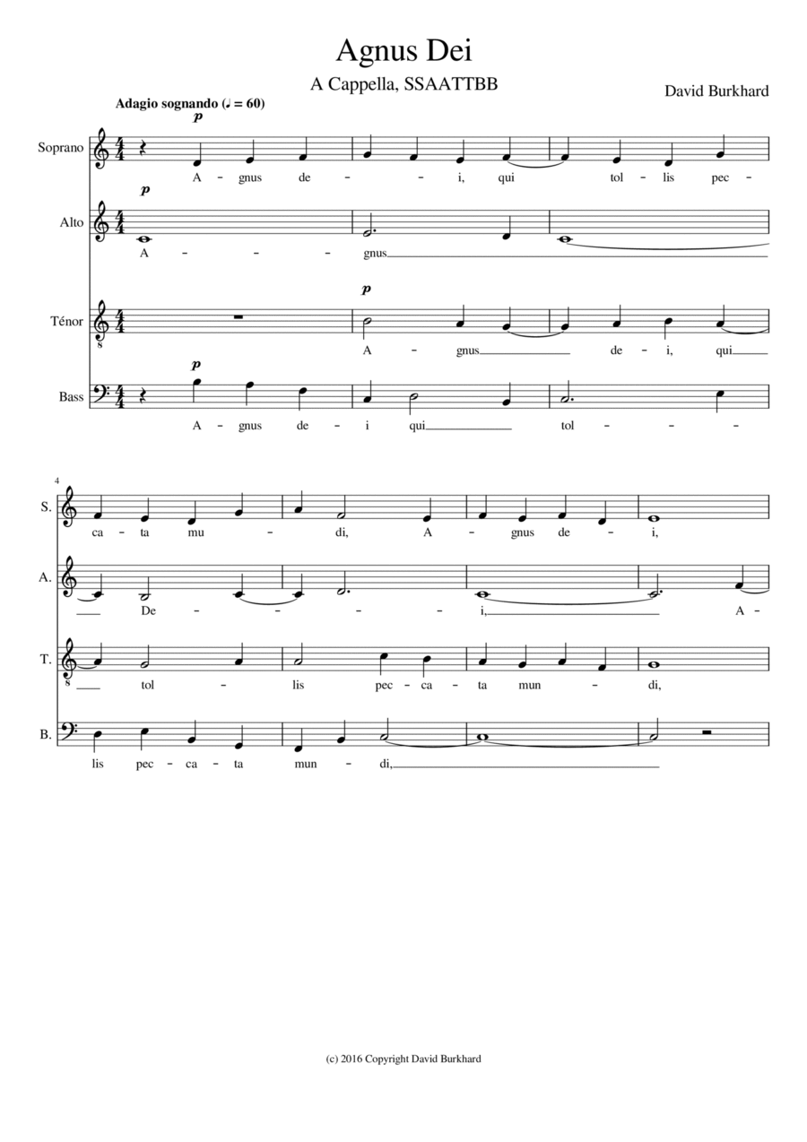 Agnus Dei (SSAATTBB) Agnus Dei (SSAATTBB) SSAATTBB scores gallery preview page 1