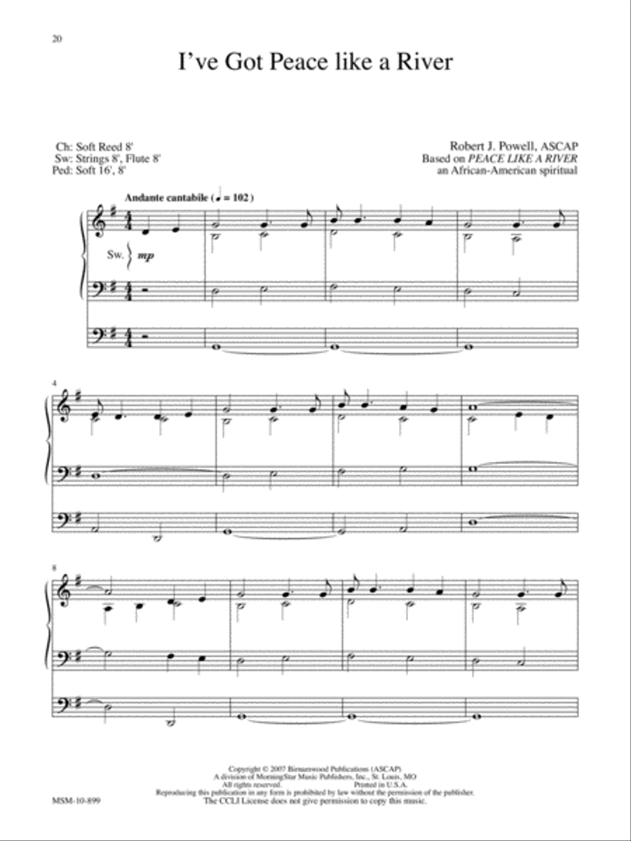 I've Got Peace like a River Organ scores gallery preview page 1