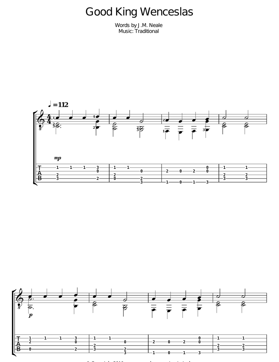 Good King Wenceslas Good King Wenceslas Guitar Tablature scores gallery preview page 1