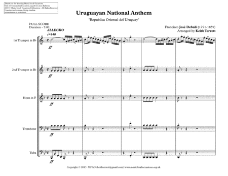 Uruguayan National Anthem for Brass Quintet image number null