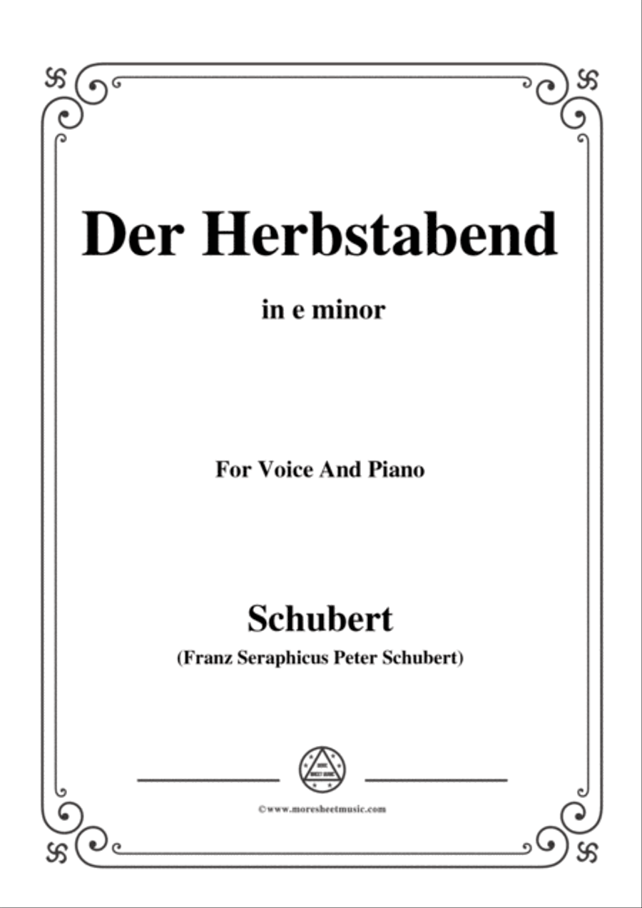 Schubert-Herbstabend,der in e minor,for voice and piano Voice Solo scores gallery preview page 1