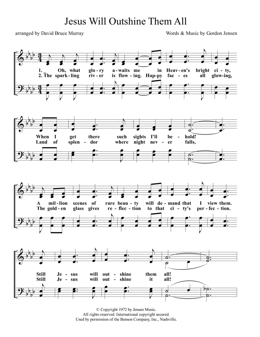Jesus Will Outshine Them All 4-Part scores gallery preview page 1