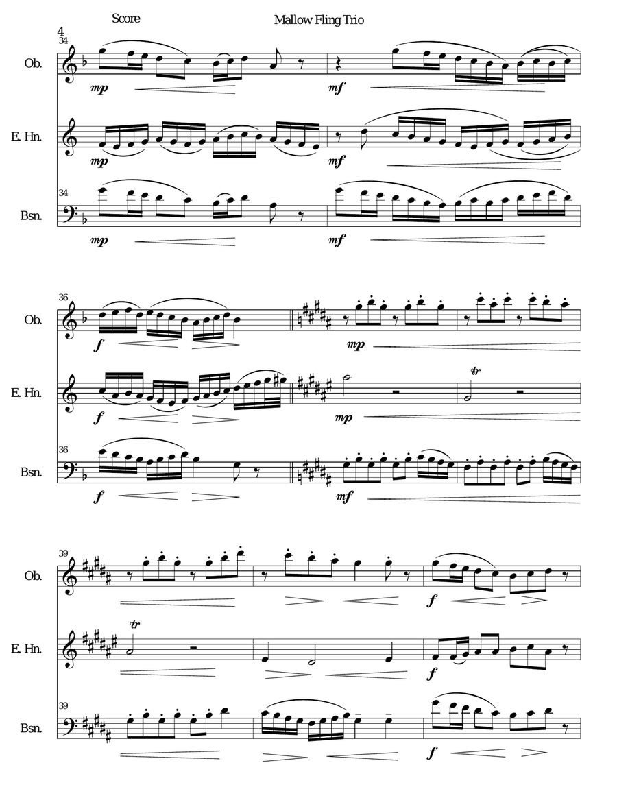 The Mallow Fling for double-reed trio (oboe, cor anglais, bassoon) Woodwind Trio scores gallery preview page 4