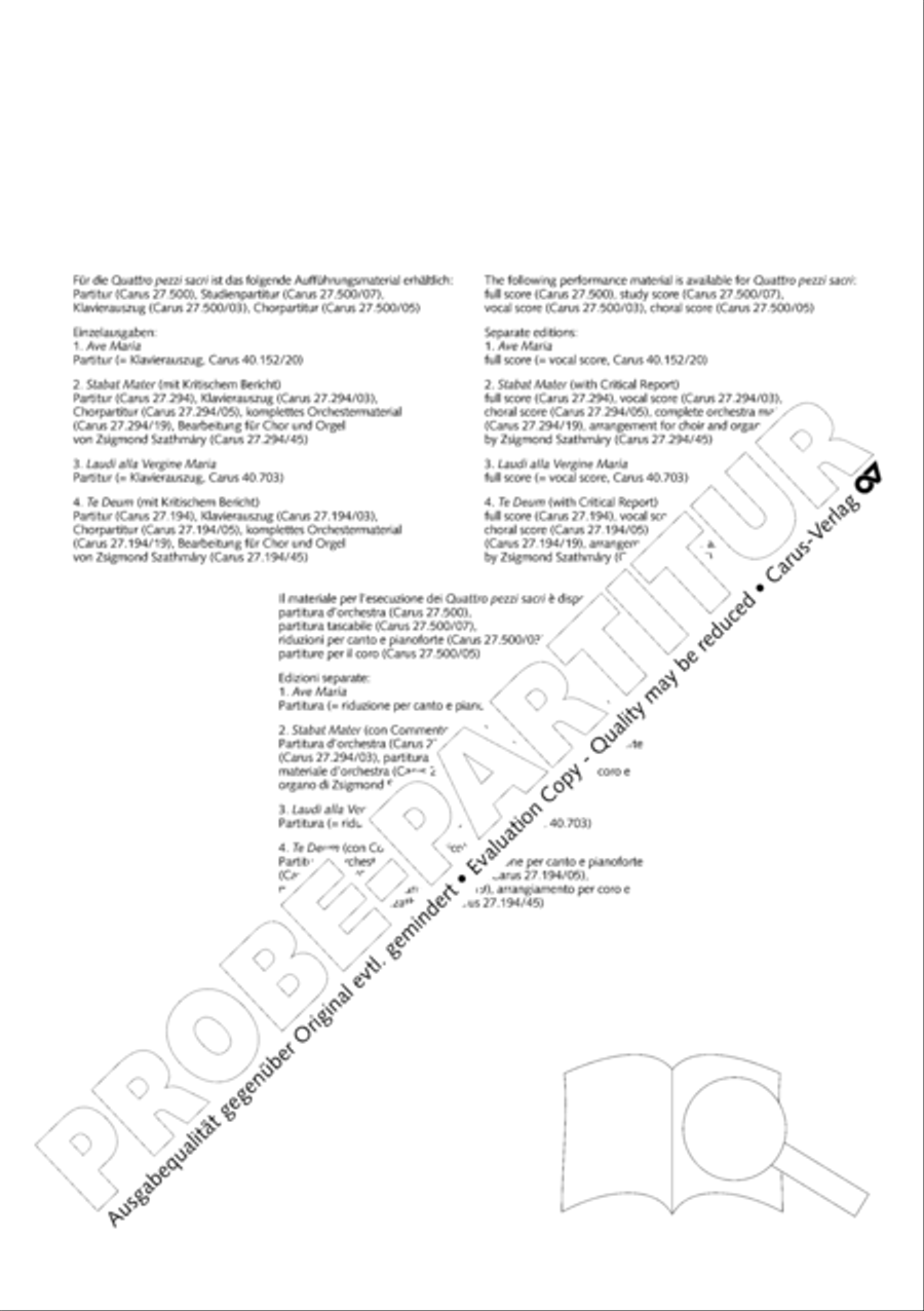 Quattro pezzi sacri Orchestra scores gallery preview page 3