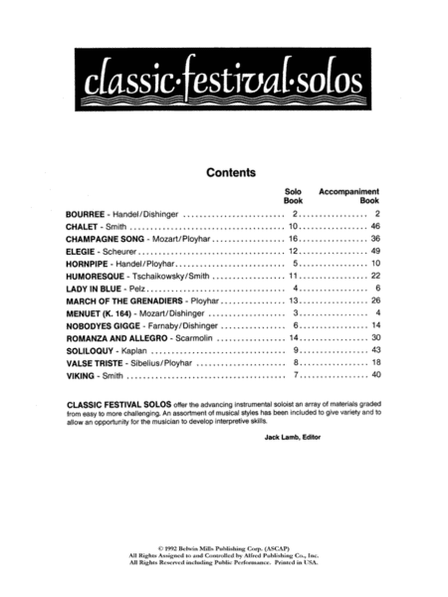 Classic Festival Solos (Horn in F), Volume 1