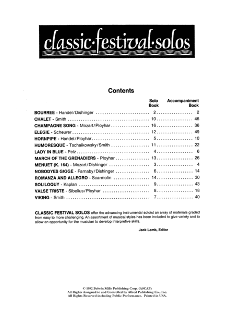 Classic Festival Solos (Horn in F), Volume 1