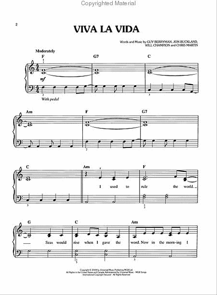 Viva La Vida Easy Piano scores gallery preview page 2