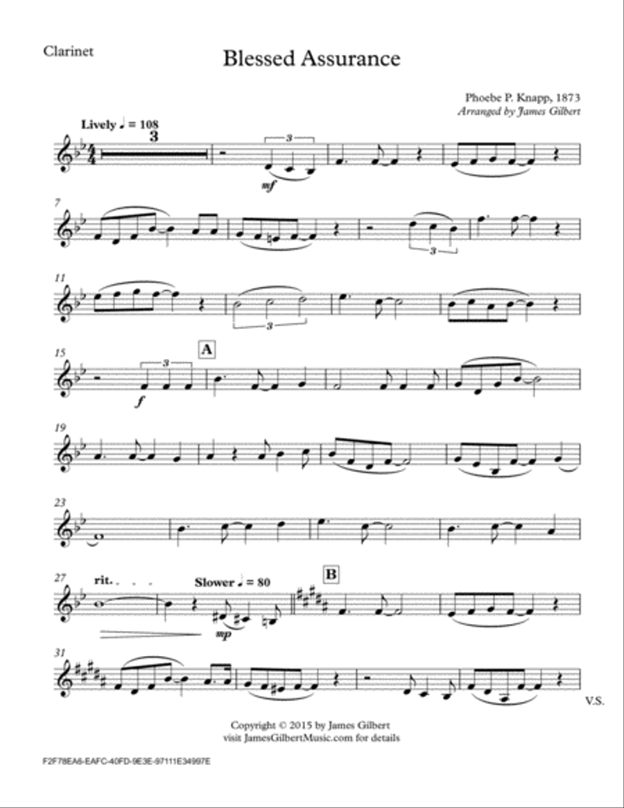 Blessed Assurance Blessed Assurance Clarinet Solo scores gallery preview page 5