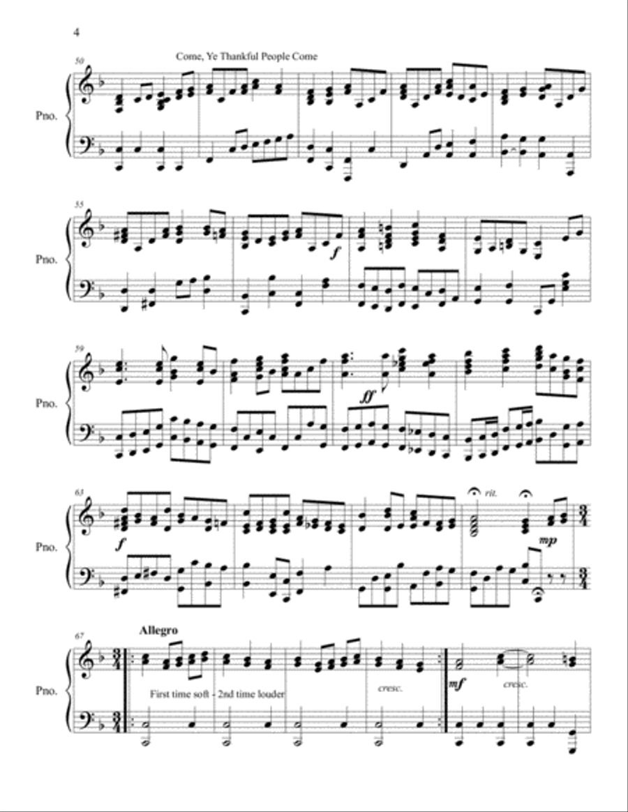 Thanksgiving Song Medley for Piano Solo Piano Solo scores gallery preview page 4