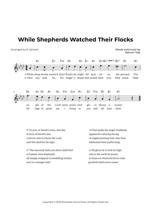 While Shepherds Watched Their Flocks (Key of A-Flat Major)