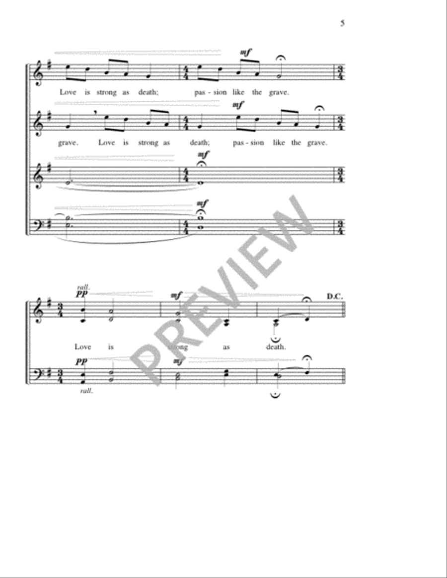Many Waters Cannot Quench Love 4-Part scores gallery preview page 5