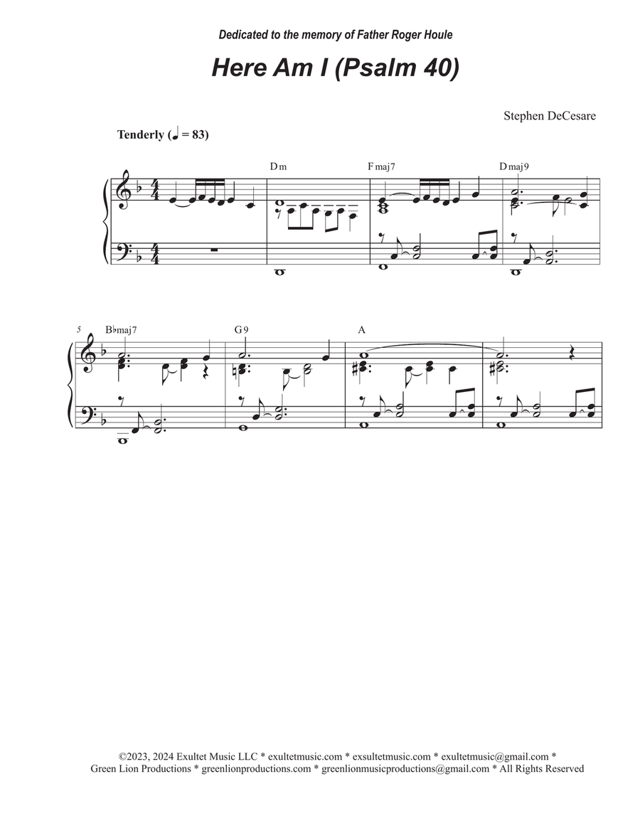Here Am I (Psalm 40) (Vocal Trio - (SAB) 3-Part scores gallery preview page 1