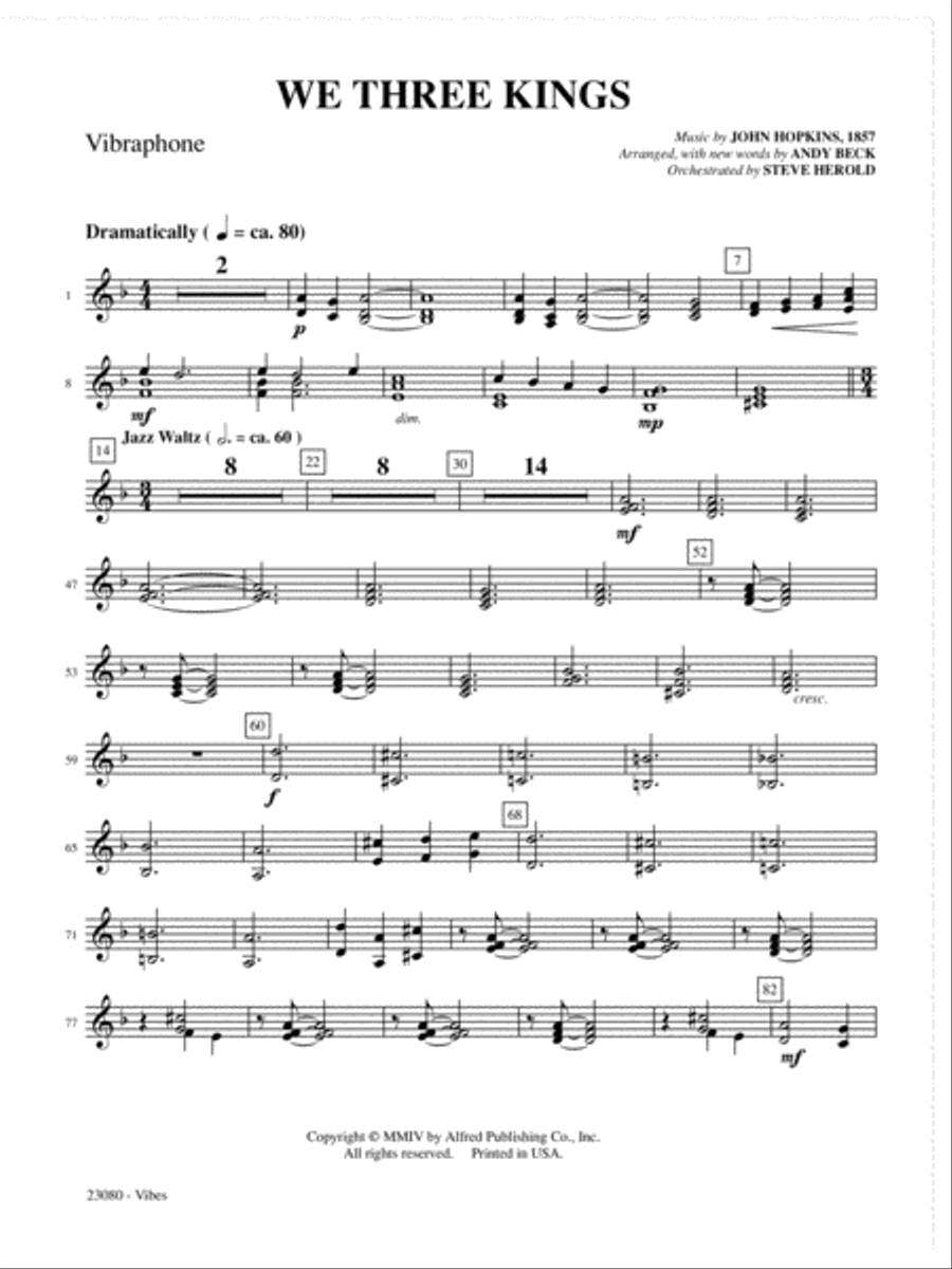 We Three Kings: Vibraphone Vibraphone scores gallery preview page 1