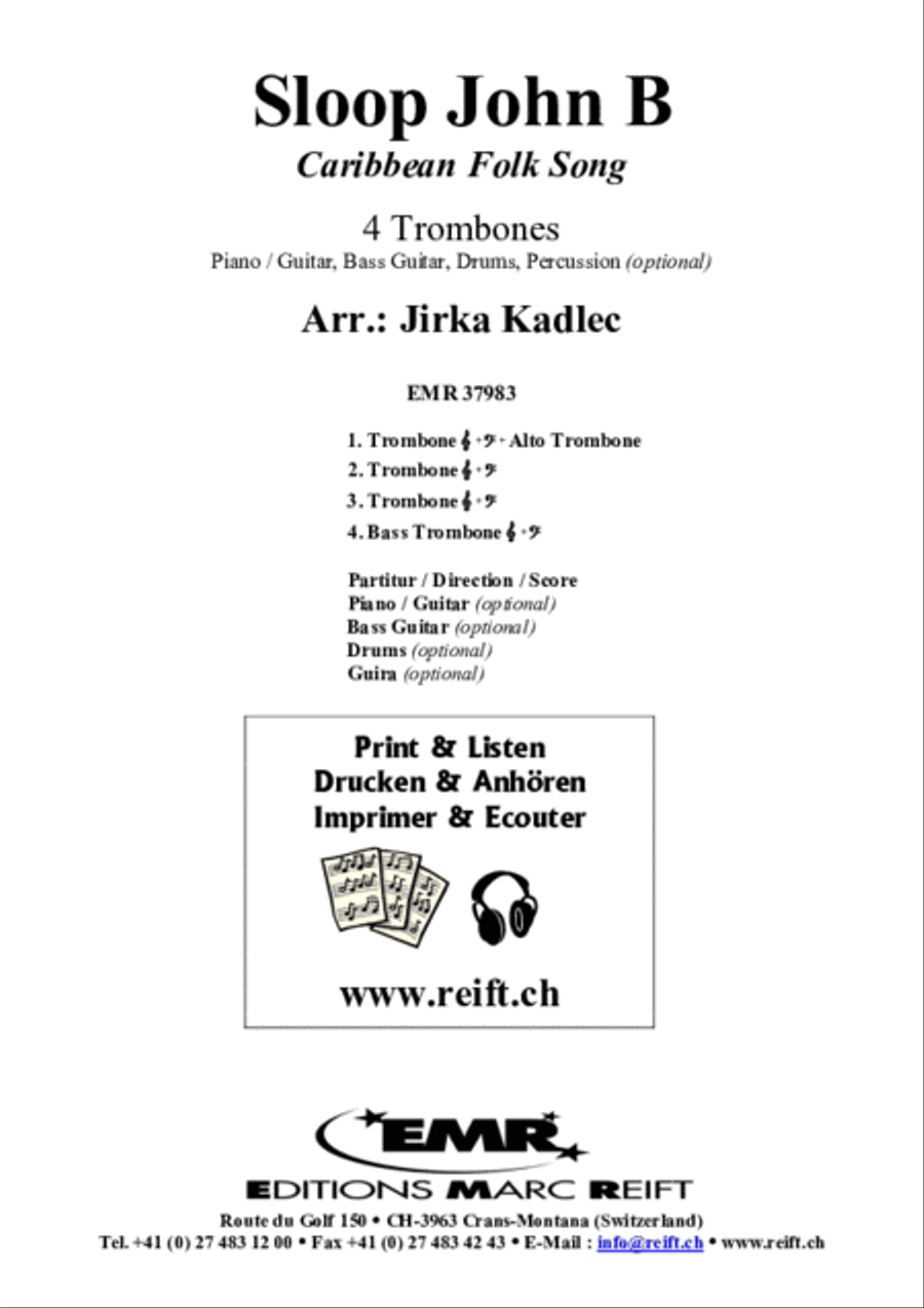 Sloop John B Sloop John B Trombone Quartet scores gallery preview page 2