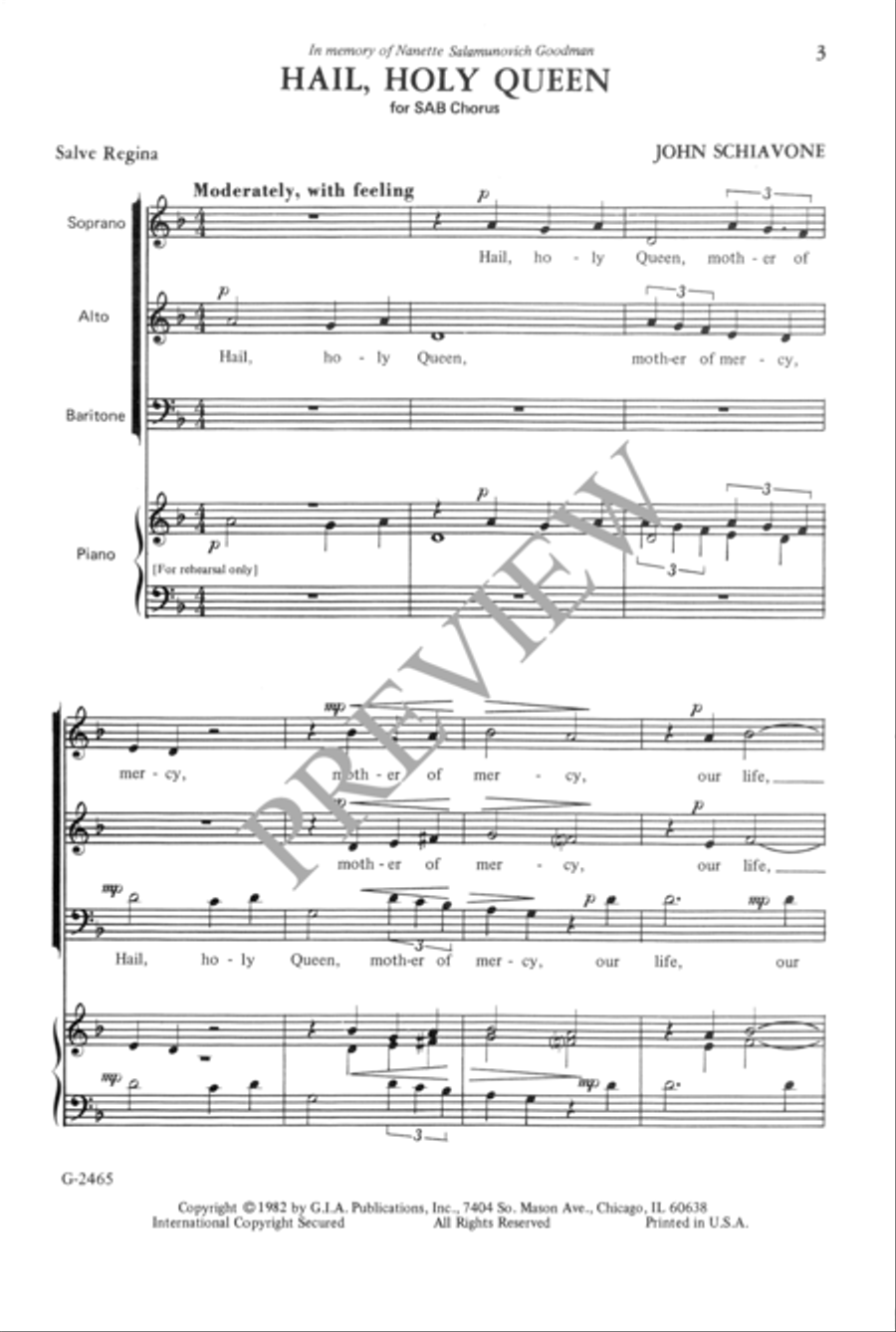 Hail, Holy Queen Hail, Holy Queen 3-Part scores gallery preview page 4