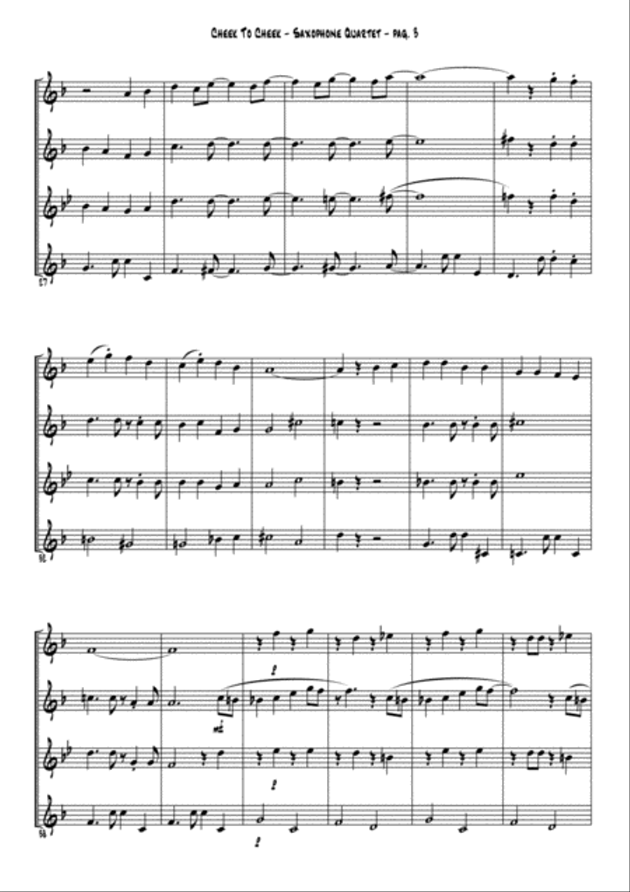 Cheek To Cheek Saxophone Quartet scores gallery preview page 5