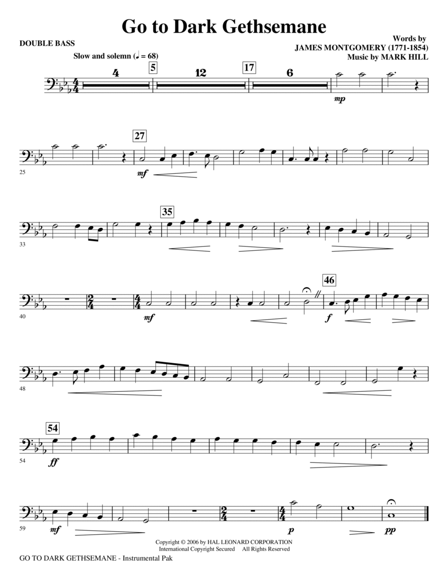 Go To Dark Gethsemane - Double Bass Choir scores gallery preview page 1