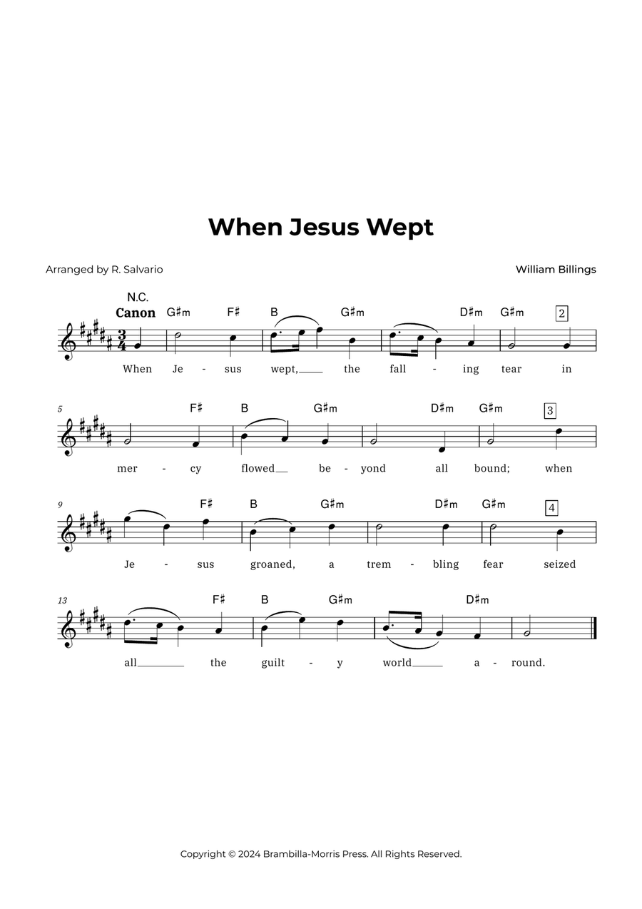 When Jesus Wept (Key of G-Sharp Minor) Piano scores gallery preview page 1