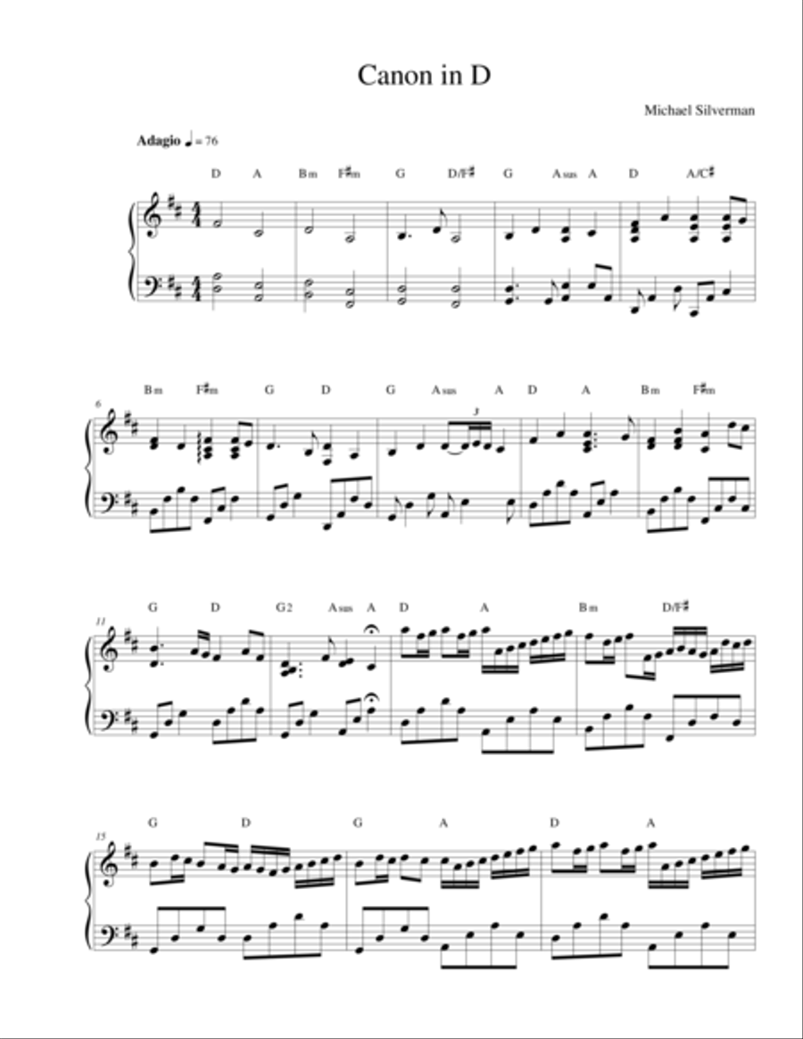 Canon in D Major (Piano) Piano Solo scores gallery preview page 1