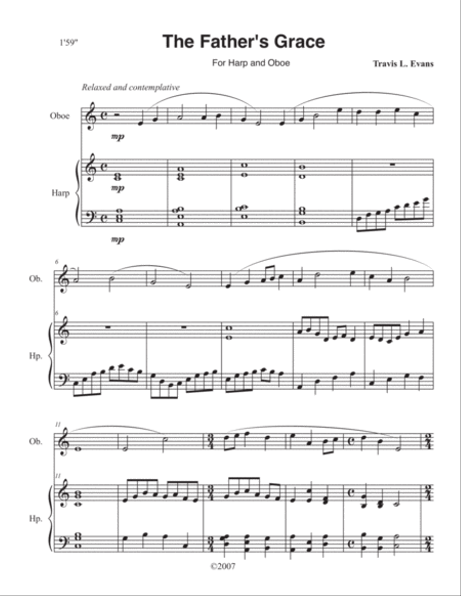 The Father's Grace The Father's Grace Oboe scores gallery preview page 1