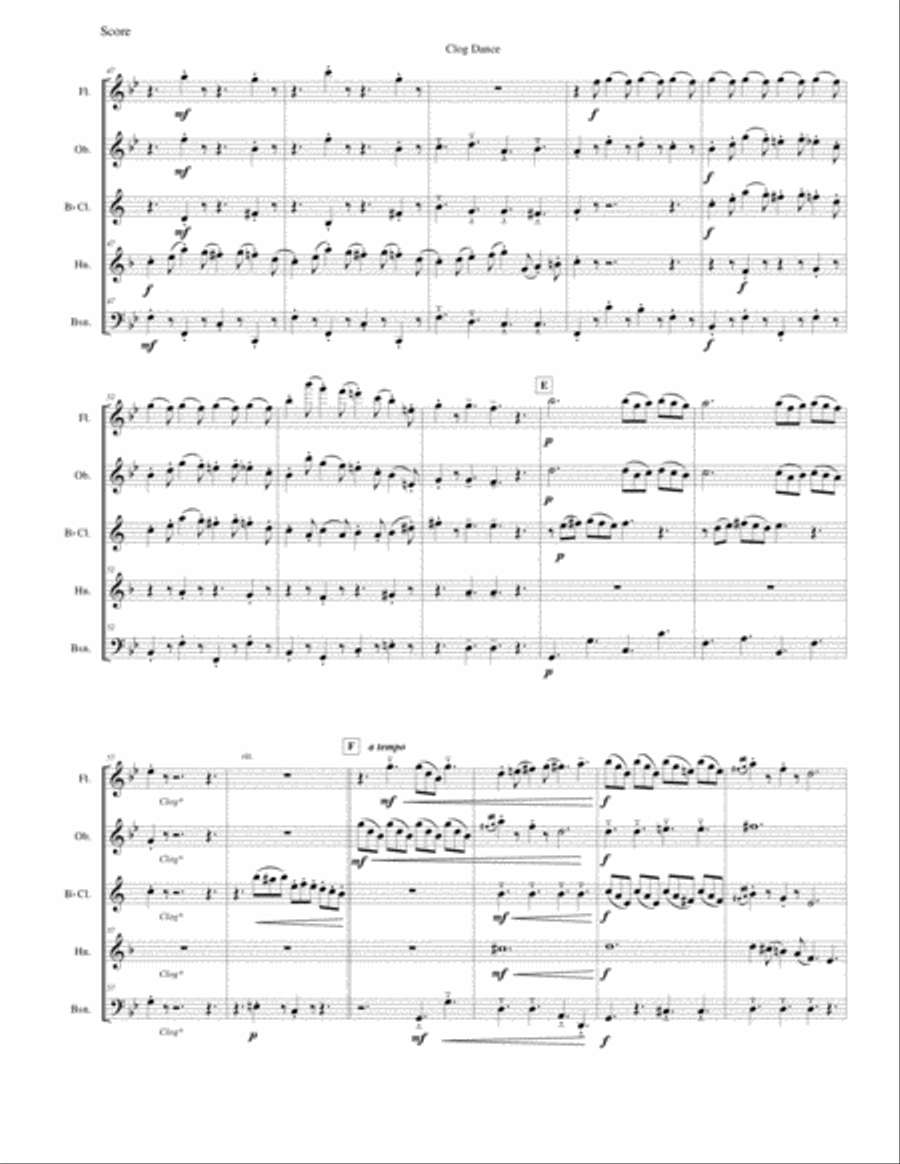 Clog Dance from The Wayward Daughter (woodwind quintet) Woodwind Quintet scores gallery preview page 4